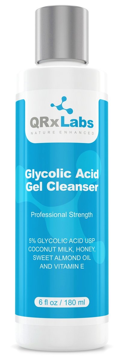 QRxLabs Glycolic Acid Face Wash - Exfoliating Gel Cleanser for Acne & Anti-Aging - 6 Fl Oz - Model C-GLYC-6