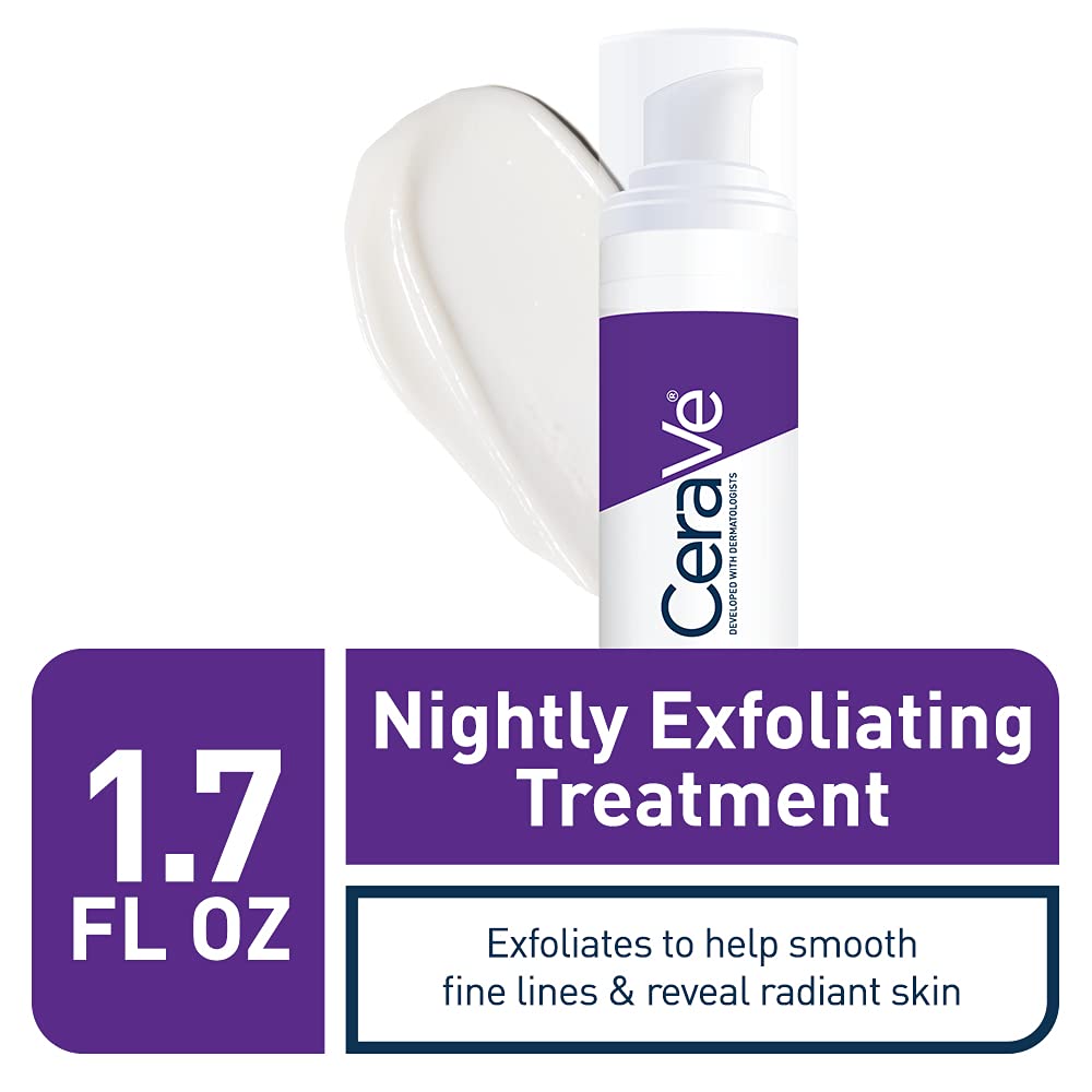Cerave Skin Renewing Nightly Exfoliating Treatment, Anti Aging Serum With 5% Blend Of Glycolic Acid & Lactic Acid, Wrinkles & Da