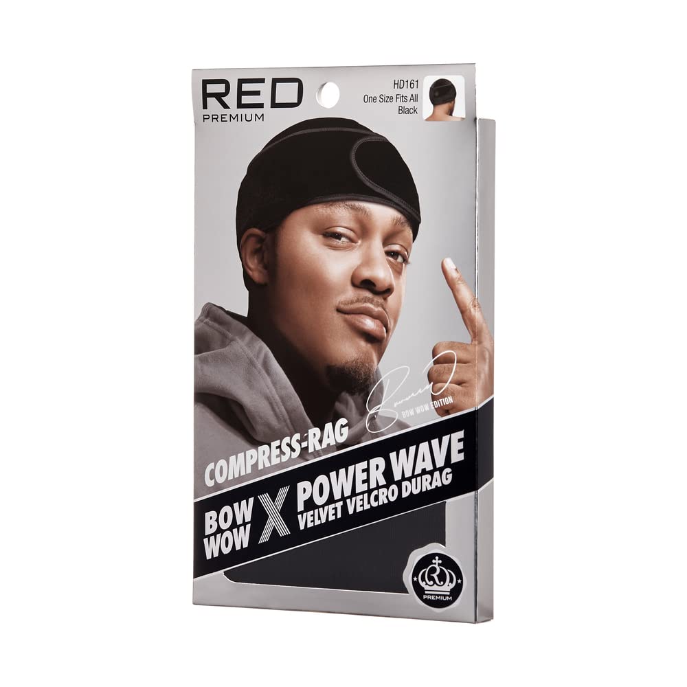 Red Premium Bow Wow X Power Wave Durag, 360 Wave Compression Cap For Men & Women, Adjustable Hook-And-Loop Strap, Stylish & Dura