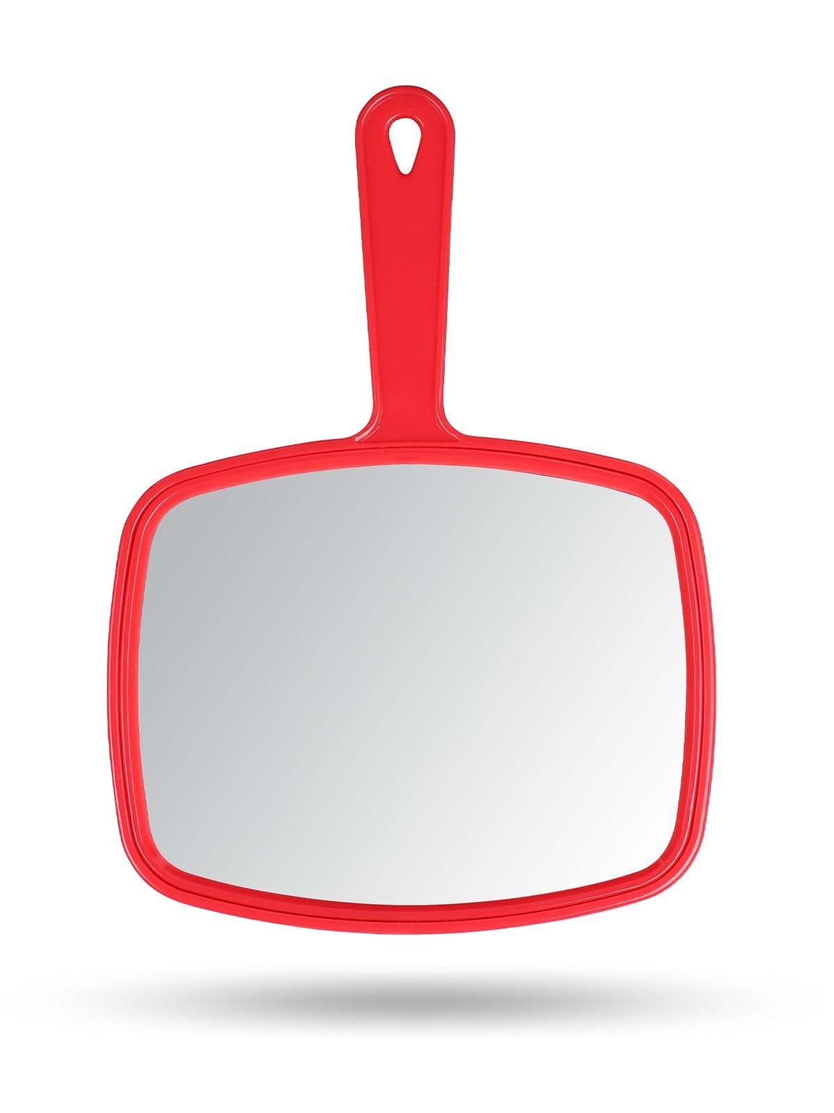 Gladmart Hand Mirror Salon Barber Hairdressing Handheld Mirror with Handle (Square Red 7.4 x 10.3 inches)