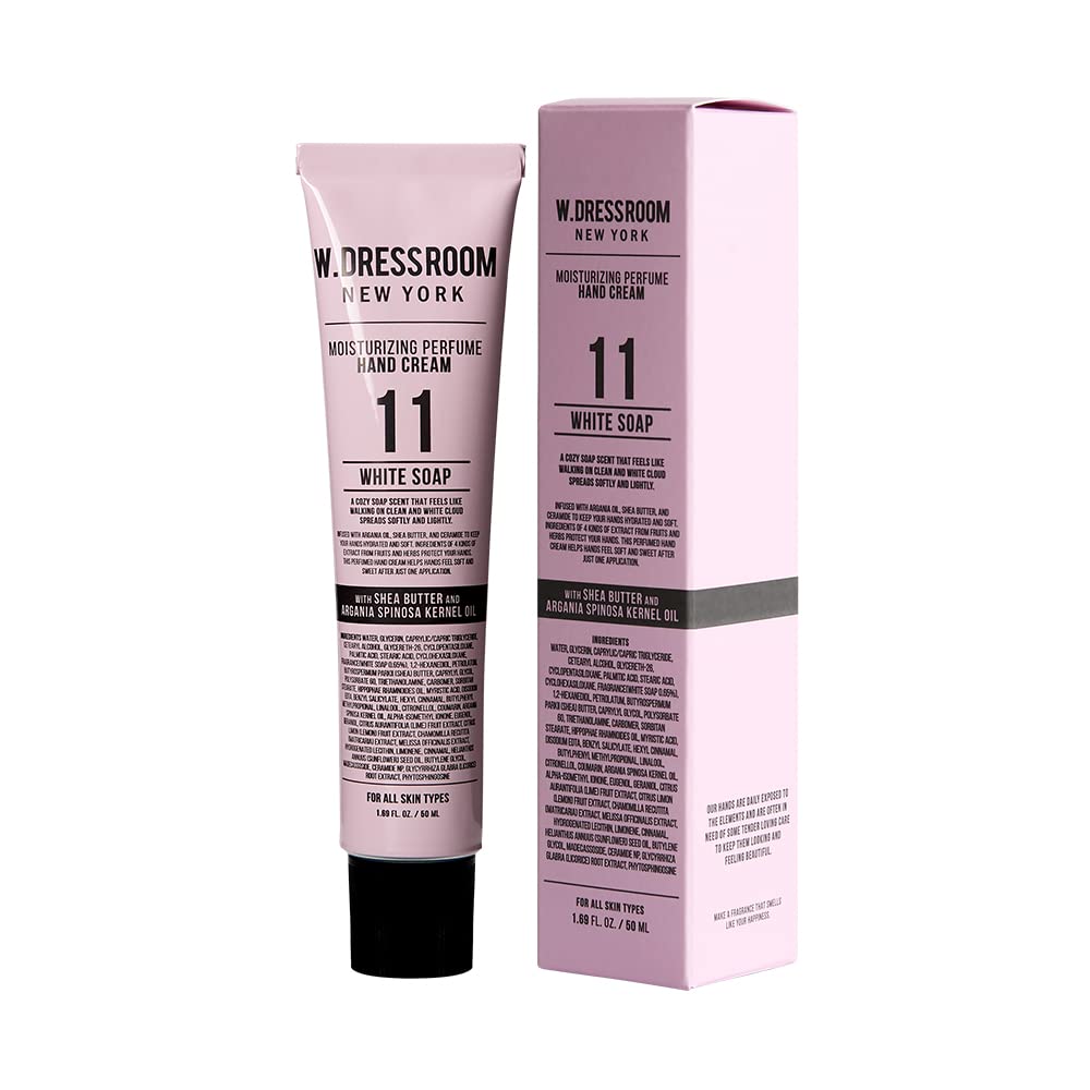 W.Dressroom No.11 White Soap Moisturizing Hand Cream for Dry Hands, Non-Greasy Korean Hand Lotion & Hand Care for Women with Hyd