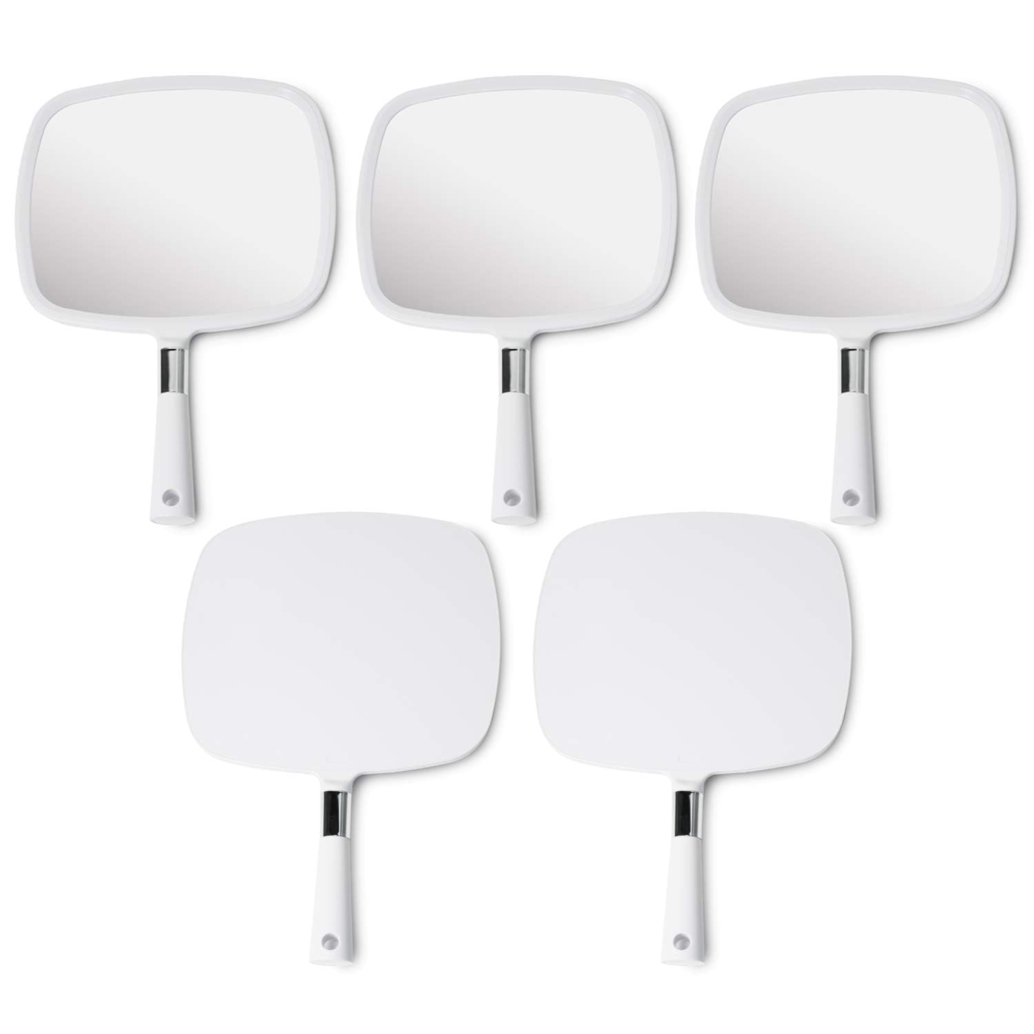 MIRRORVANA Pack of 5 Large & Comfy Hand Held Mirrors - Buy Cheap in Bulk for Barber Shop, Hairstylist, Beauty Salon or Wholesale