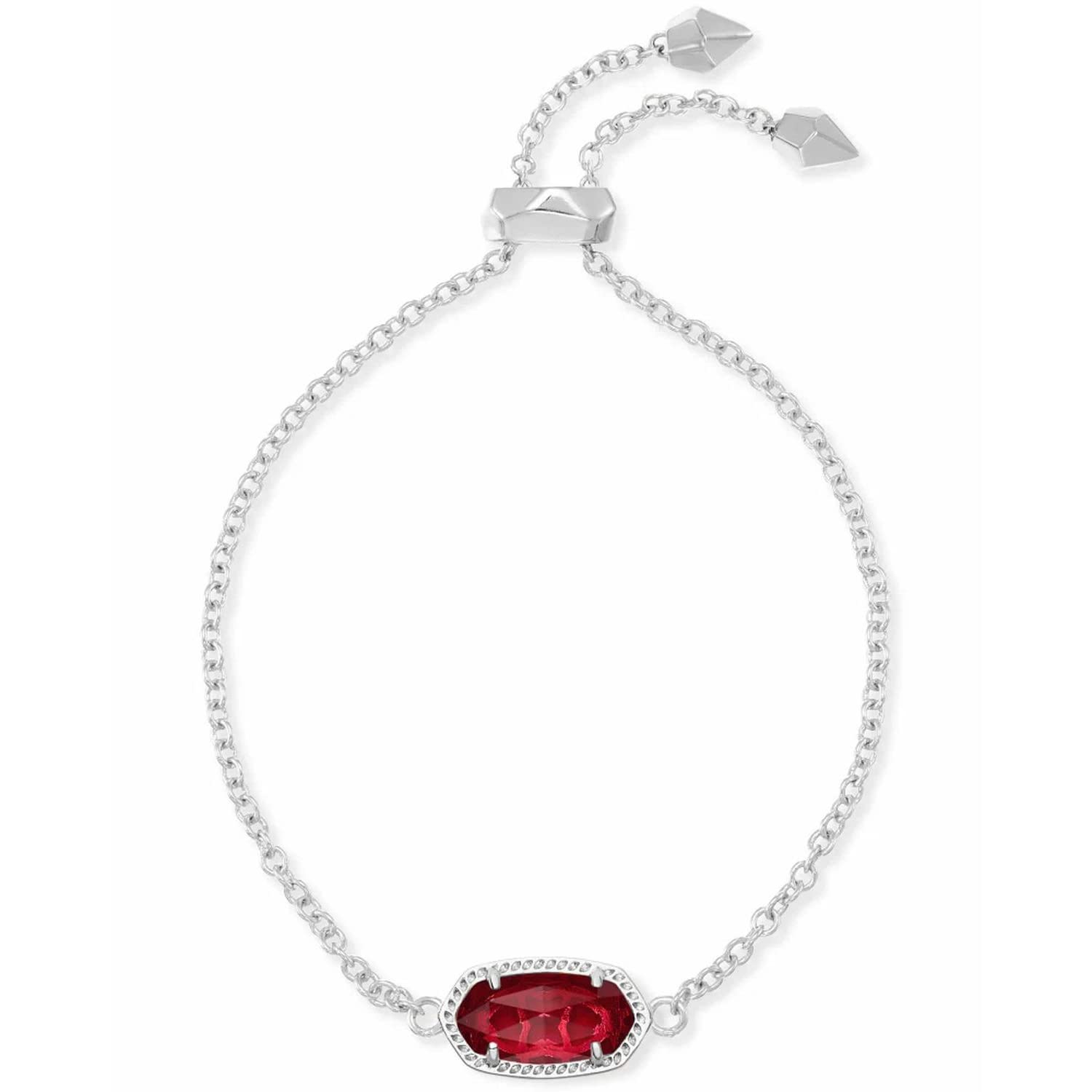Kendra Scott Elaina Link Chain Bracelet for Women, Fashion Jewelry, Rhodium-Plated, Clear Berry
