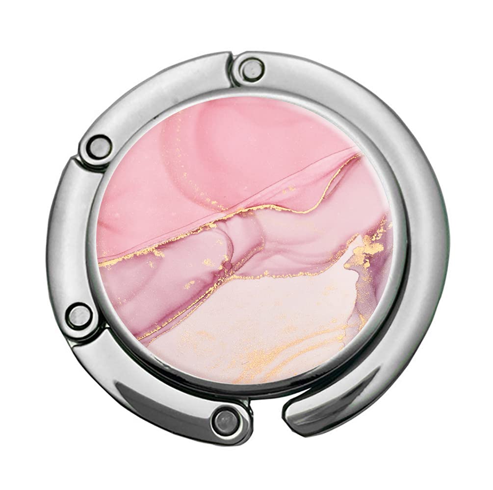 Foldable Purse Hook Womens Bag Table Hanger Collection Desk Hooks for Purse (1pack Pink Pretty Hook)