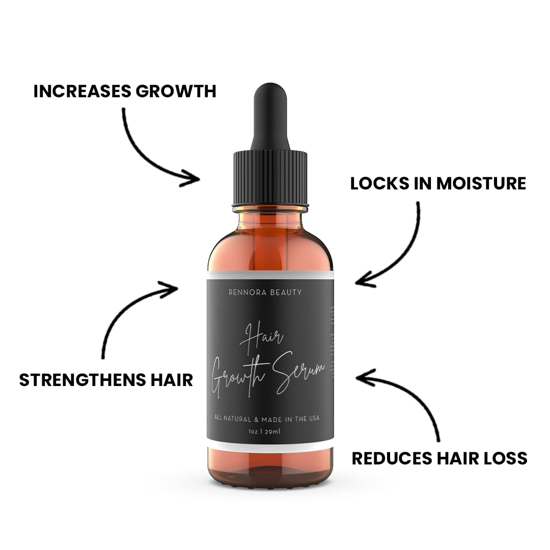 Rennora Hair Growth Serum With Organic Herbs And Natural Vitamins, Peppermint Oil, Stinging Nettle, And Rosemary Oil, No Chemica