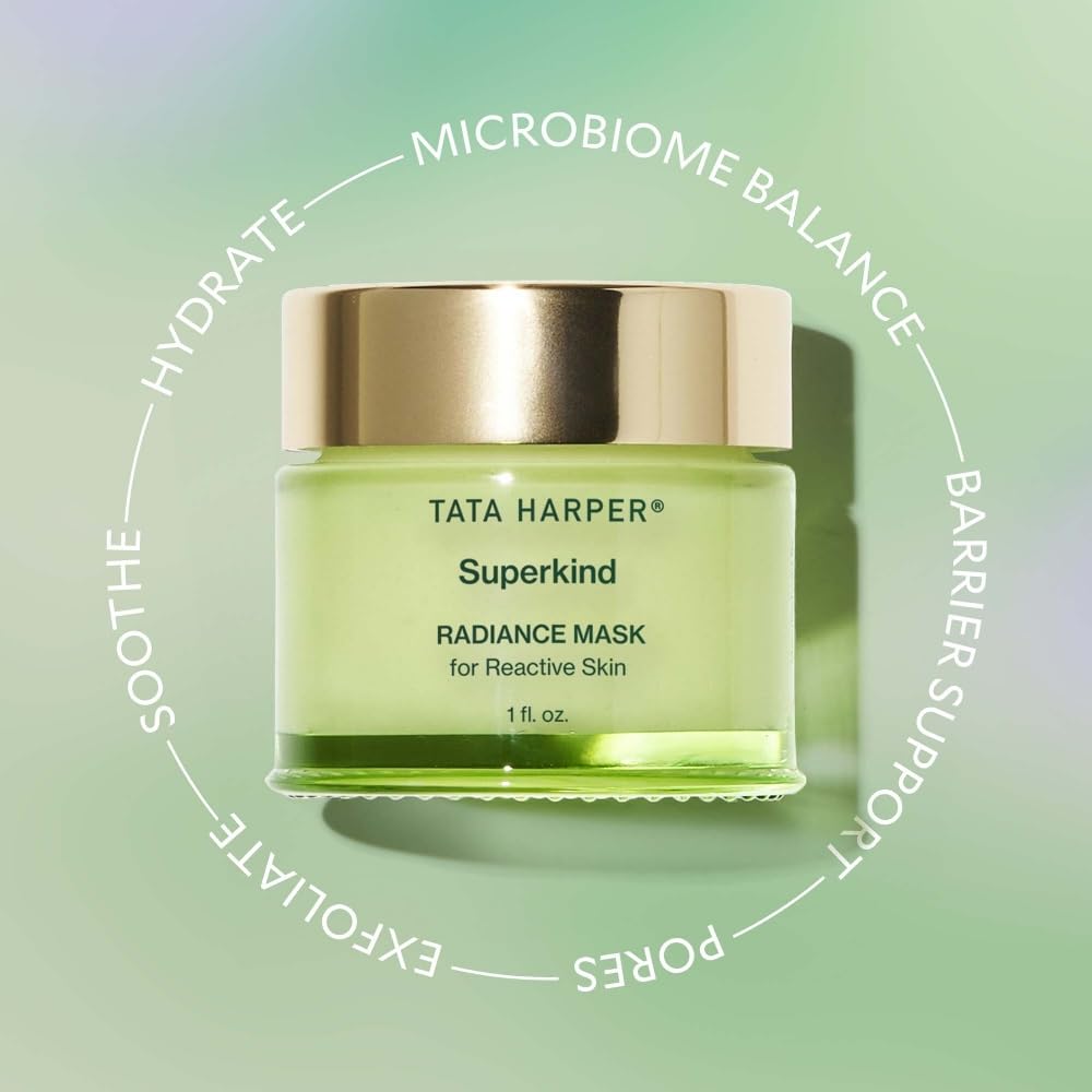Tata Harper Superkind Radiance Mask, Gentle Exfoliation & Hydration for Reactive Skin, 100% Natural, Made Fresh in Vermont, 30ml
