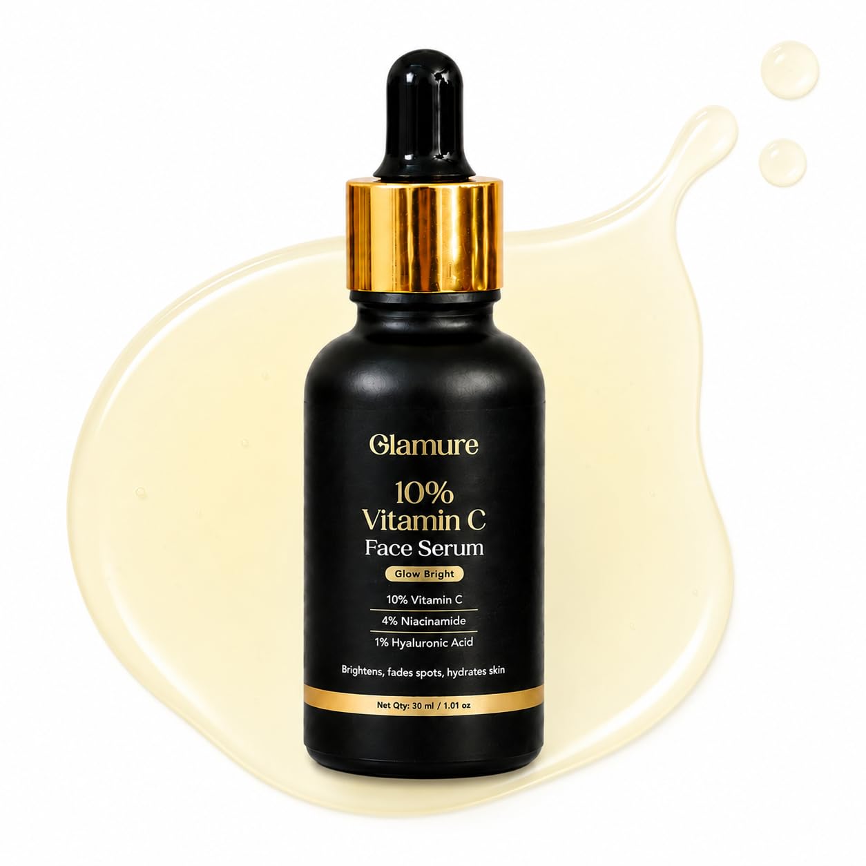 Glamure 10% Vitamin C Face Serum For Glowing Skin | 4% Niacinamide & Hyaluronic Acid | Fades Dark Spots, Pigmentation & Dullness