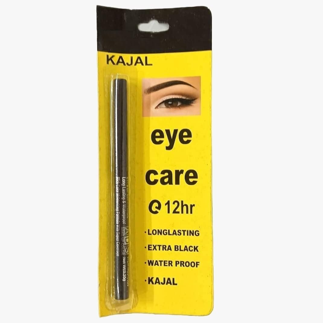 Long Lasting 12Hr Kajal Pencil Waterproof, SmudgeProof, Extra Black Eyeliner 3In1 Use As Eyeliner & Eyeshadow Eye Care Kajal 