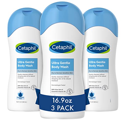 Cetaphil Ultra Gentle Refreshing Body Wash, For Dry To Normal, Sensitive Skin, 16.9oz Pack Of 3, Aloe Vera, Calendula, Vitamin B