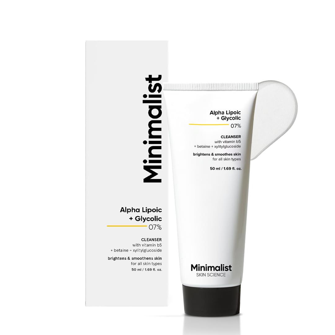 Minimalist 7% Ala + Glycolic Brightening Face Wash | Cleanser With Ala For Glowing Skin, Aha For Exfoliation And Vitamin B5 For 