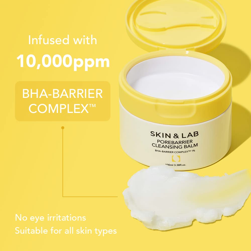 Skin&Lab] Porebarrier Face Cleansing Balm | Eyelash Extension-Safe Cleanser | Vegan Makeup Remover For Waterproof Makeup | Balm