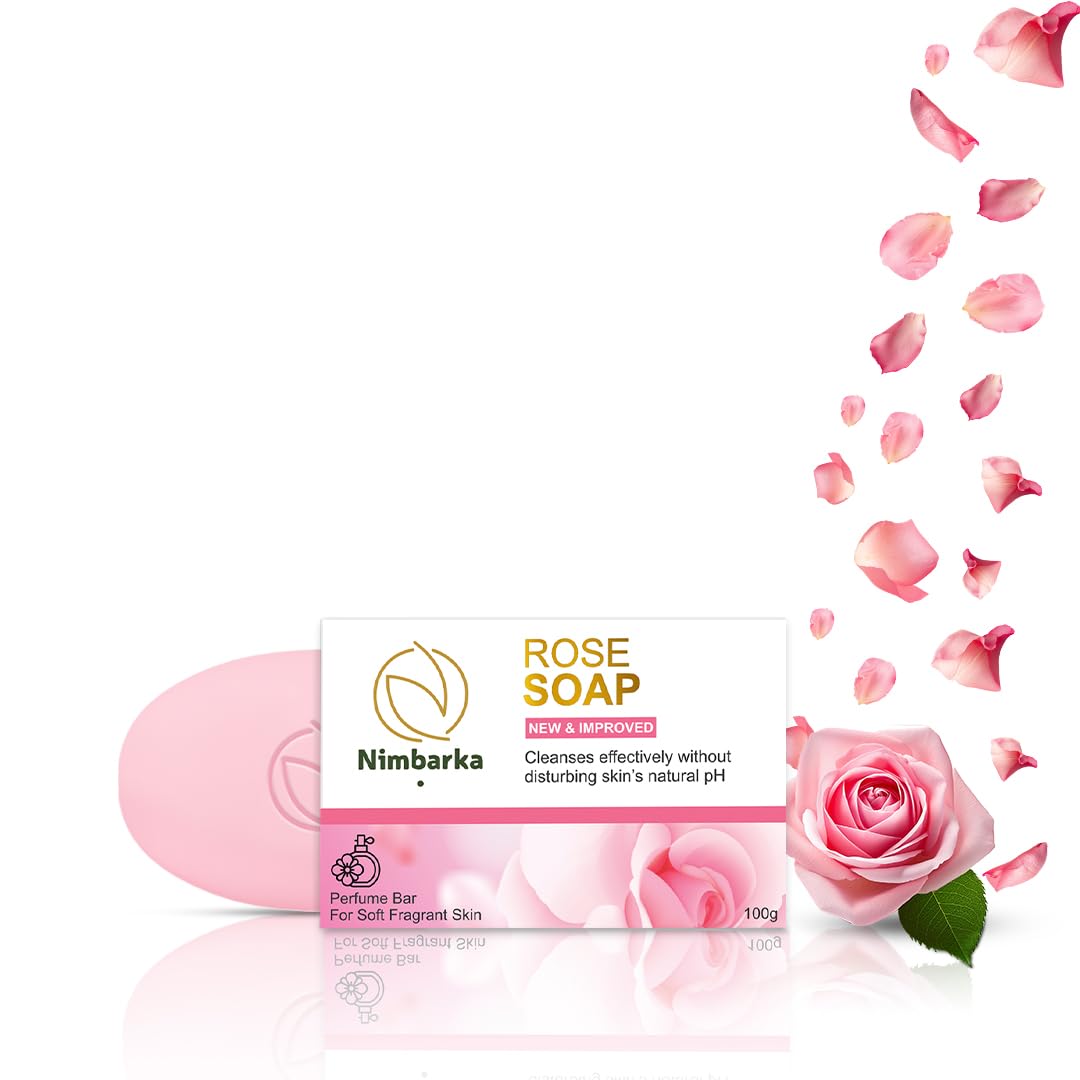Nimbarka Rose Soap Bathing Bar For Skin Moisturisation Beauty Bath Bar For All Skin Types | 100 Gm (Pack Of 5)