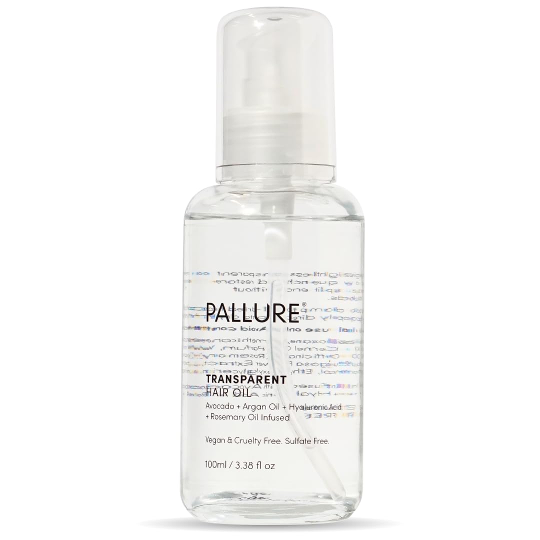 Pallure Transparent Hair Oil Treatment, To Support Thicker, Voluminous, Fuller Looking Hair, Infused with Hyaluronic Acid, Bioti