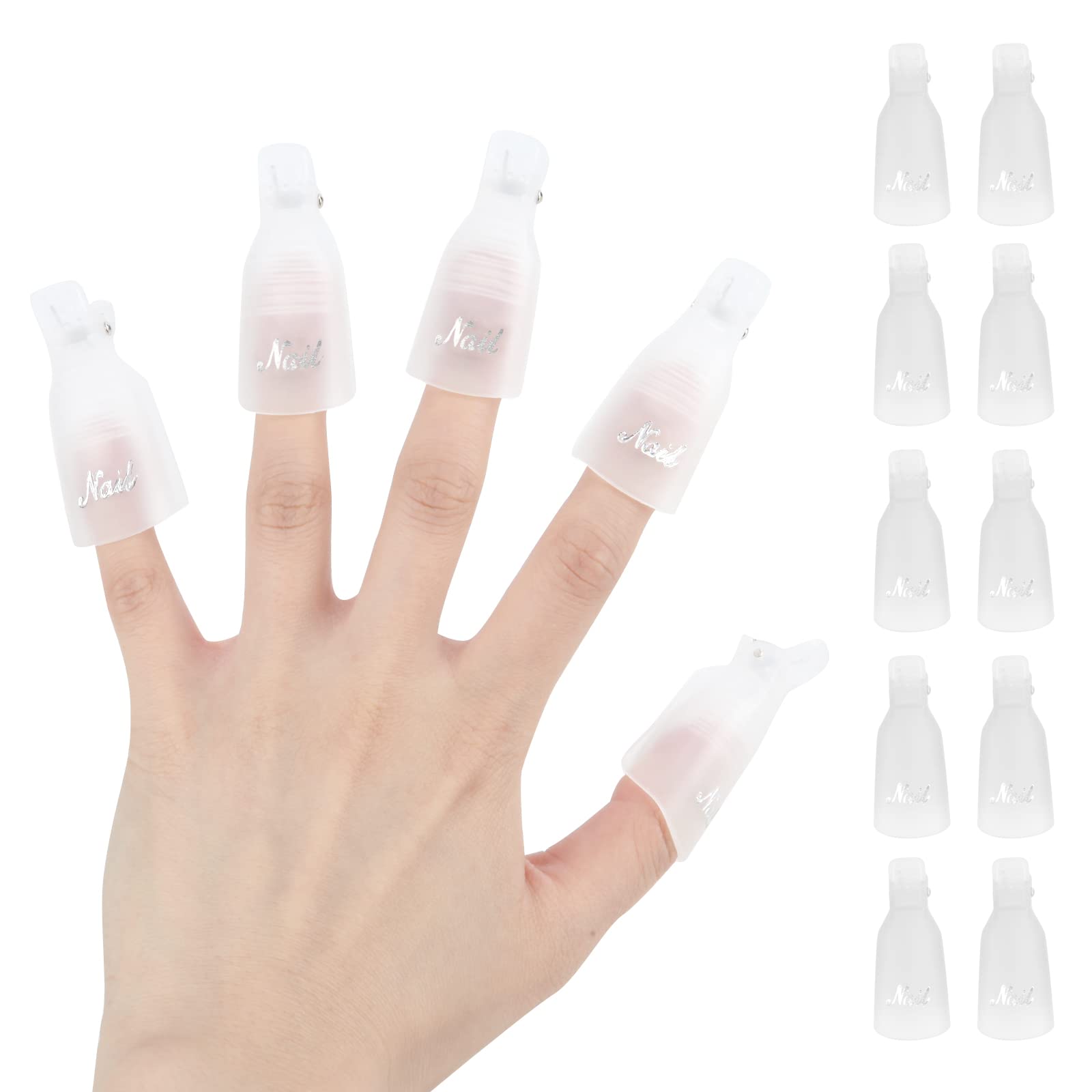 (Transparent color) 10Pcs Plastic Acrylic Nail Art Soak Off Cap Clip UV Gel Polish Remover Wrap Tool Gel Nail Polish Remover Cli