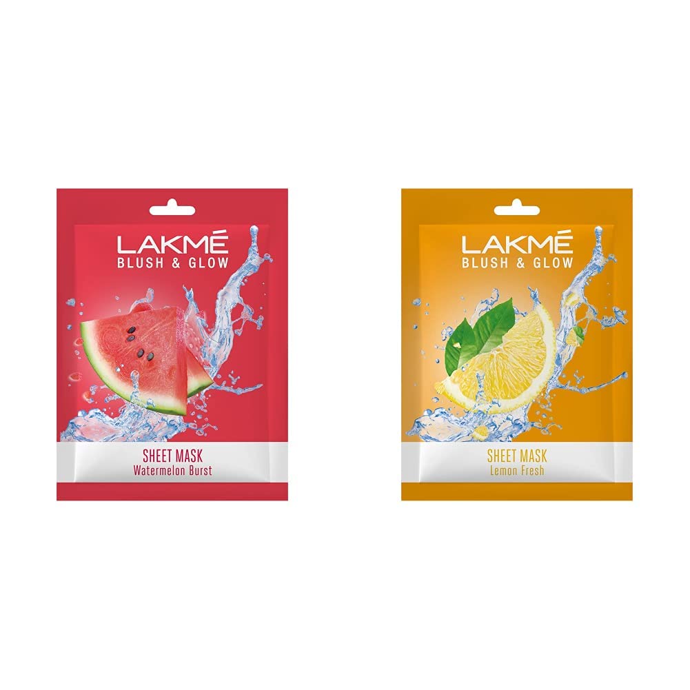 Lakm Blush & Glow Watermelon Sheet Mask, 20 Ml & Lakm Blush & Glow Lemon Sheet Mask, 20 Ml