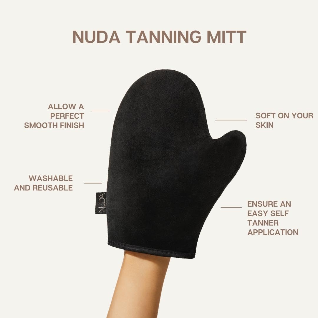 Nuda Self Tanning Mitt with Thumb | Reusable, Washable Self Tanner Mitt | Applicator for Tanning Mousse