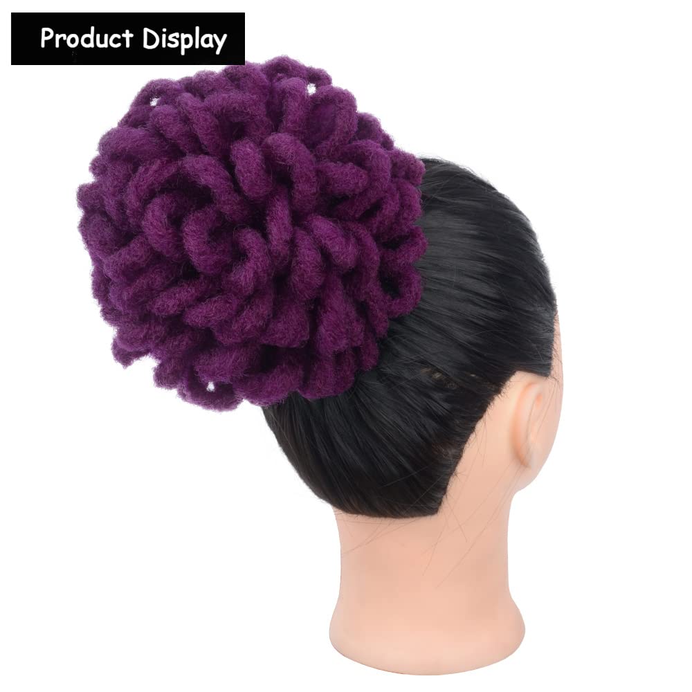 Yinmei Baibian Purple Locs Ponytail Drawstring Curl Loc Petal Bun Dreadlock Breaded Faux Locs Ponytails Synthetic Clip In On Hai
