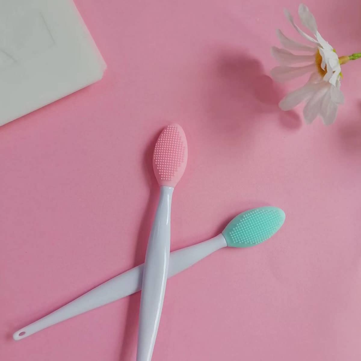 4 PCS Lip Scrub Brush,Double-Sided Silicone Exfoliating Lip Brush Exfoliating Brush for Men Wome Double-sided Soft Lip Brush for