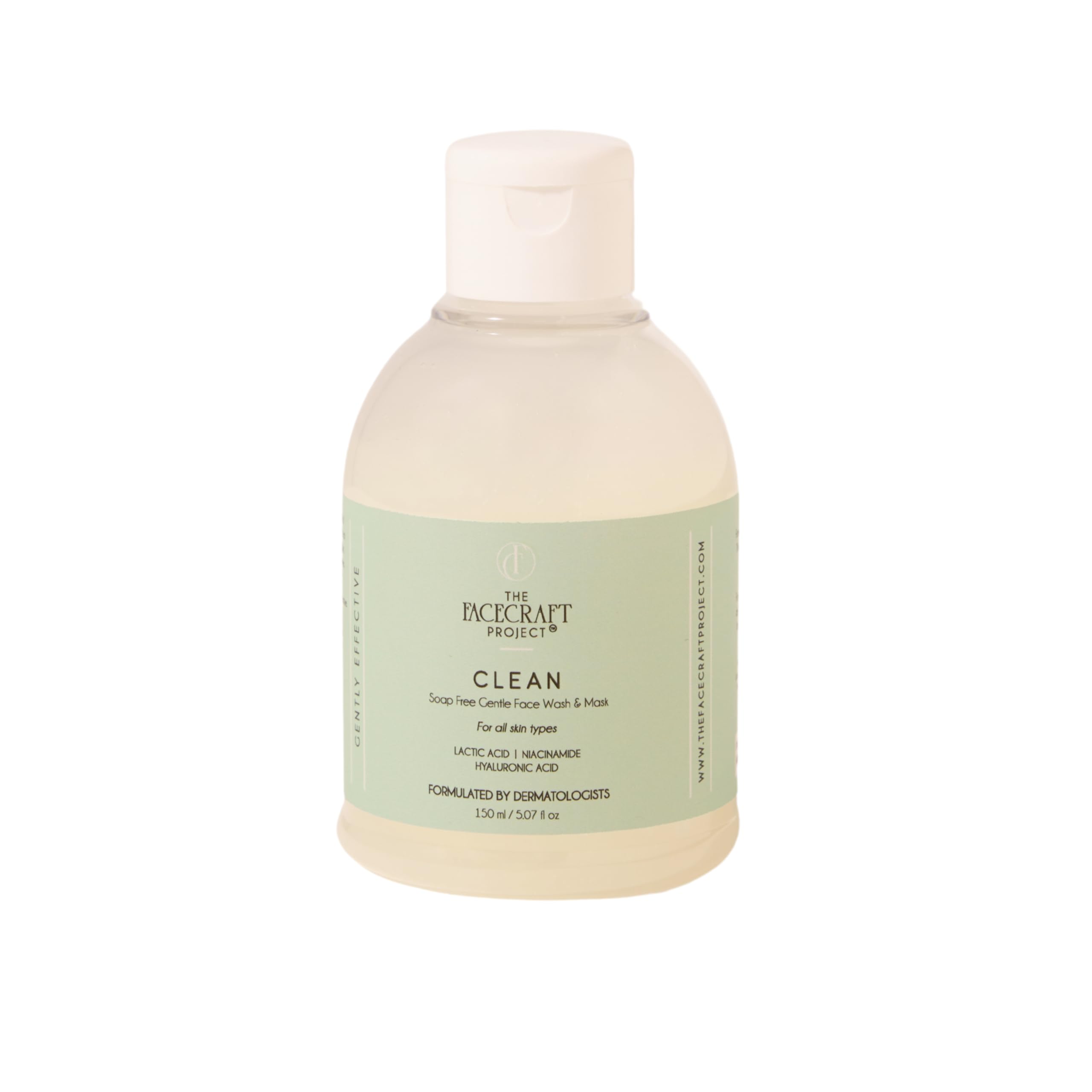 THE FACECRAFT PROJECT CLEAN Soap-Free 2-in-1 Face Wash & Mask, Niacinamide, Hyaluronic Acid & Lactic Acid, Gentle Gel Cleanser f