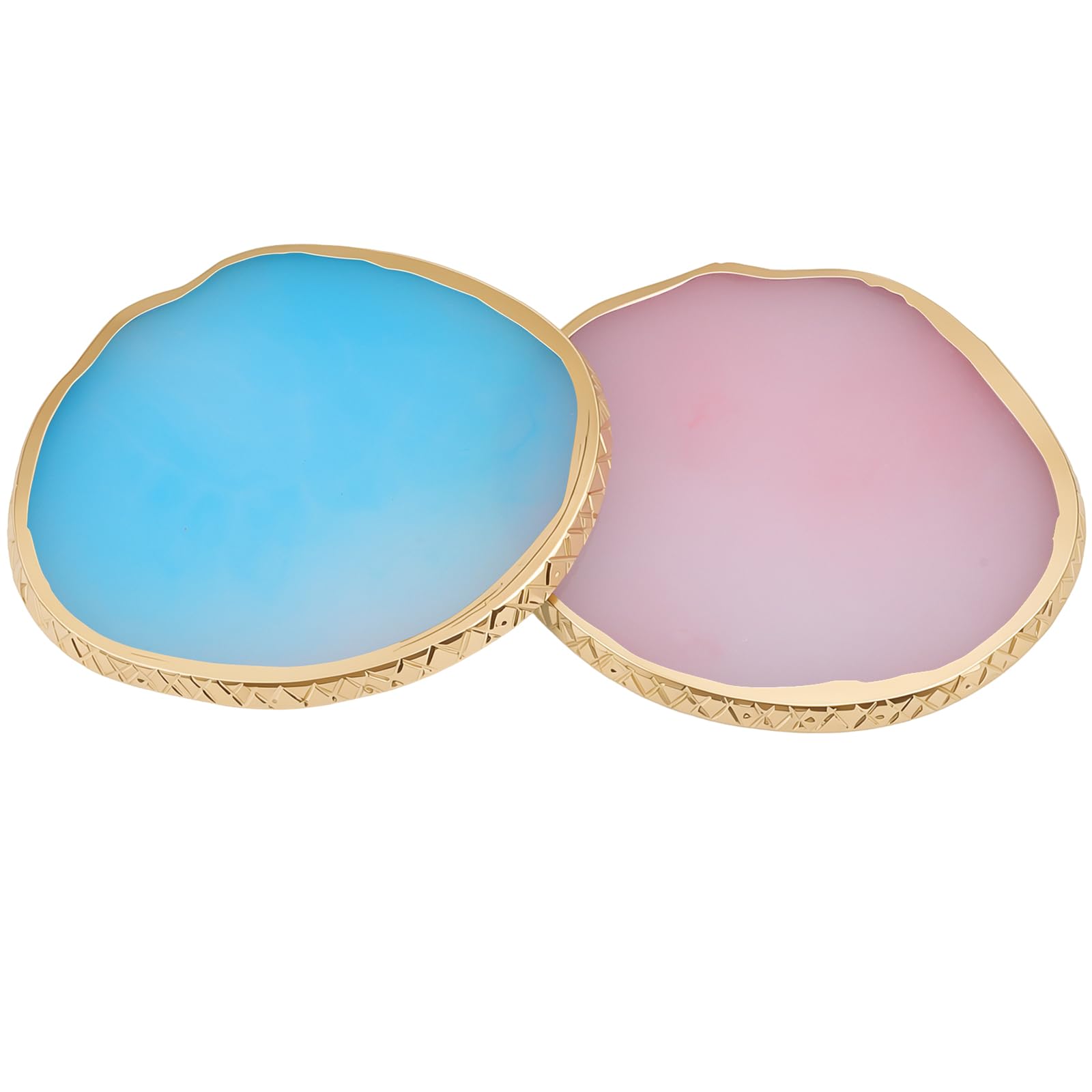 Resin Nail Art Palette 2 Pcs Blue Pink Mixing Tray for Gel Polish Acrylic Pigment Watercolor Foundation Reusable Smooth Nail Col