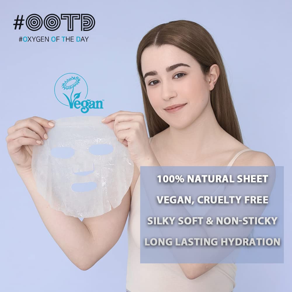 #OOTD Intense Brightening Ceramide Vegan Sheet Mask [10 Count] Advanced Skin Care Korean Beauty Bamboo Lycocell Facial Masks wit