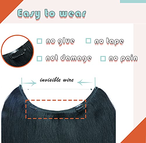 Benehair Blonde Wire Hair Extension For Women 100% Human Hair Straight Seamless Natural No Tape No Glue Invisible Hair Extension