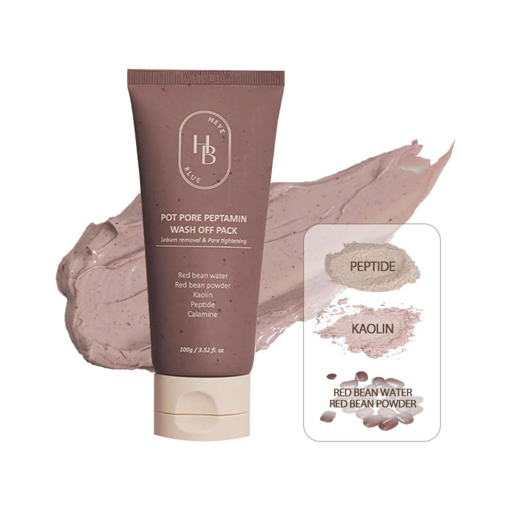 HEVEBLUE Pot Pore Peptamin Wash Off Pack - Red Bean, Peptide, Removes Blackhead, Pore Cleansing, Tightening, Hydrating, Sensitiv
