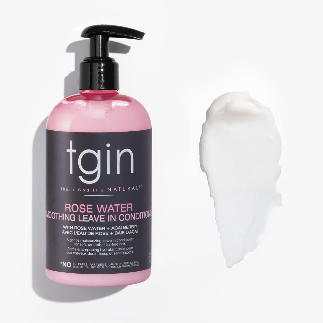 Tgin Rose Water Smoothing Leave-In Conditioner And Rose Water Defining Styling Gel Duo - Protective Styles - Curls - Waves - Det