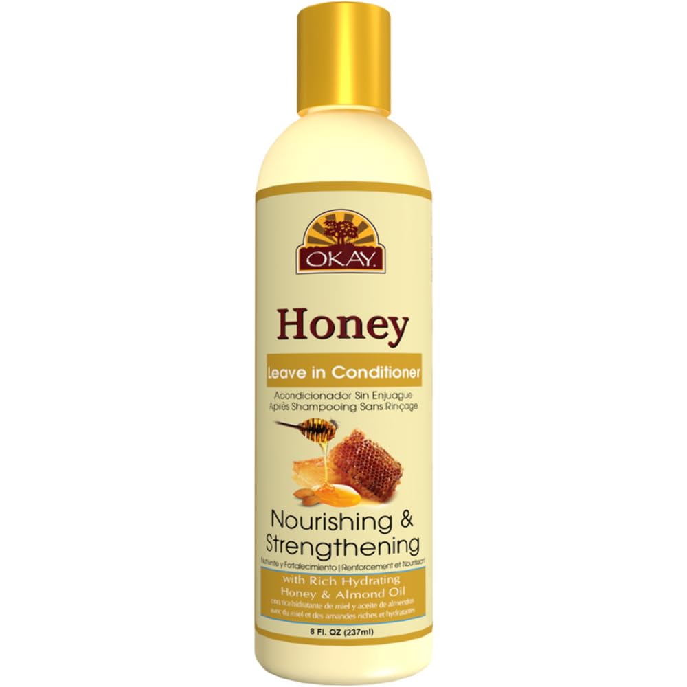 Okay  Honey Leave-In Deep Conditioner  For All Hair Types & Textures  Hydrate, Smooth & Strengthen  With Shea Butter, Almond & A