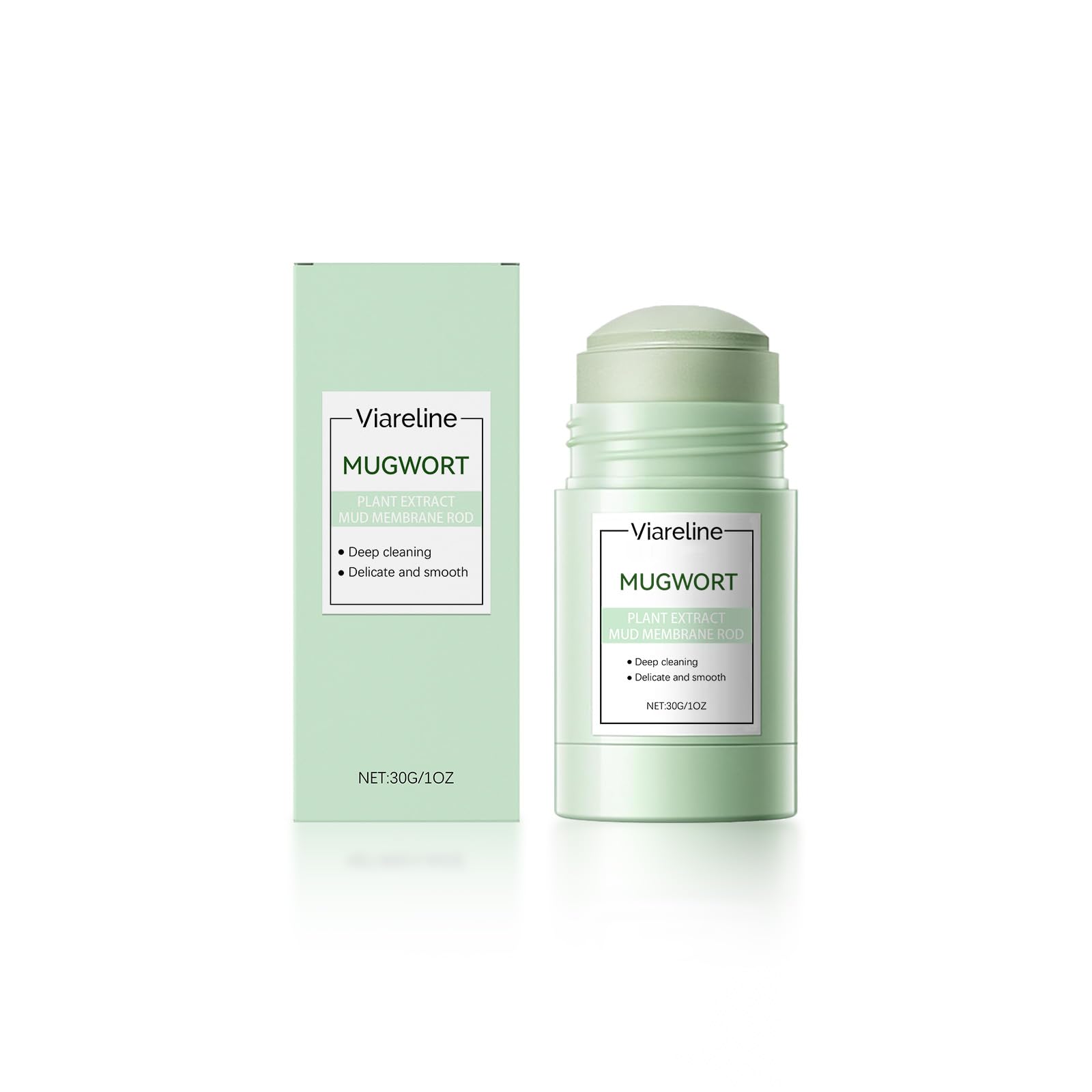 Viareline Mugwort Mud Mask Stick for Deep Cleansing with Kaolin, Artemisia Argyi Extract, Sodium Hyaluronate, 1 oz
