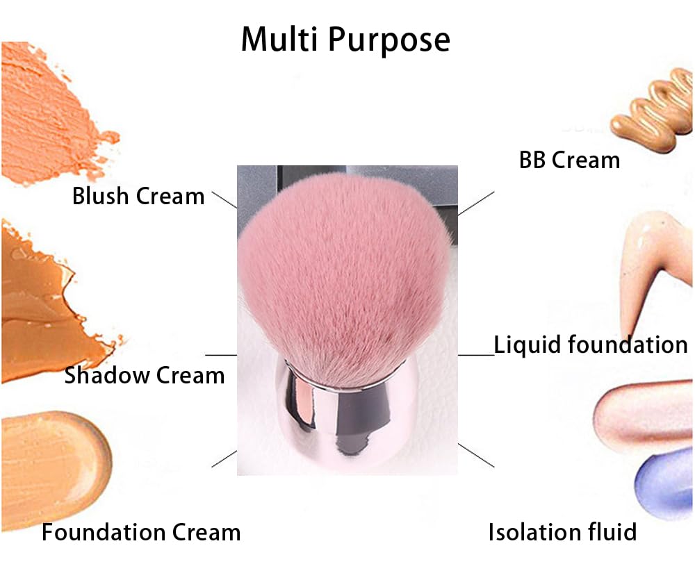 NaYiissi Makeup Blush Brushes - Travel Size, Fluffy Kabuki Brush for Loose Powder, Pink, 2.36 x 3.54 Inch, Plastic