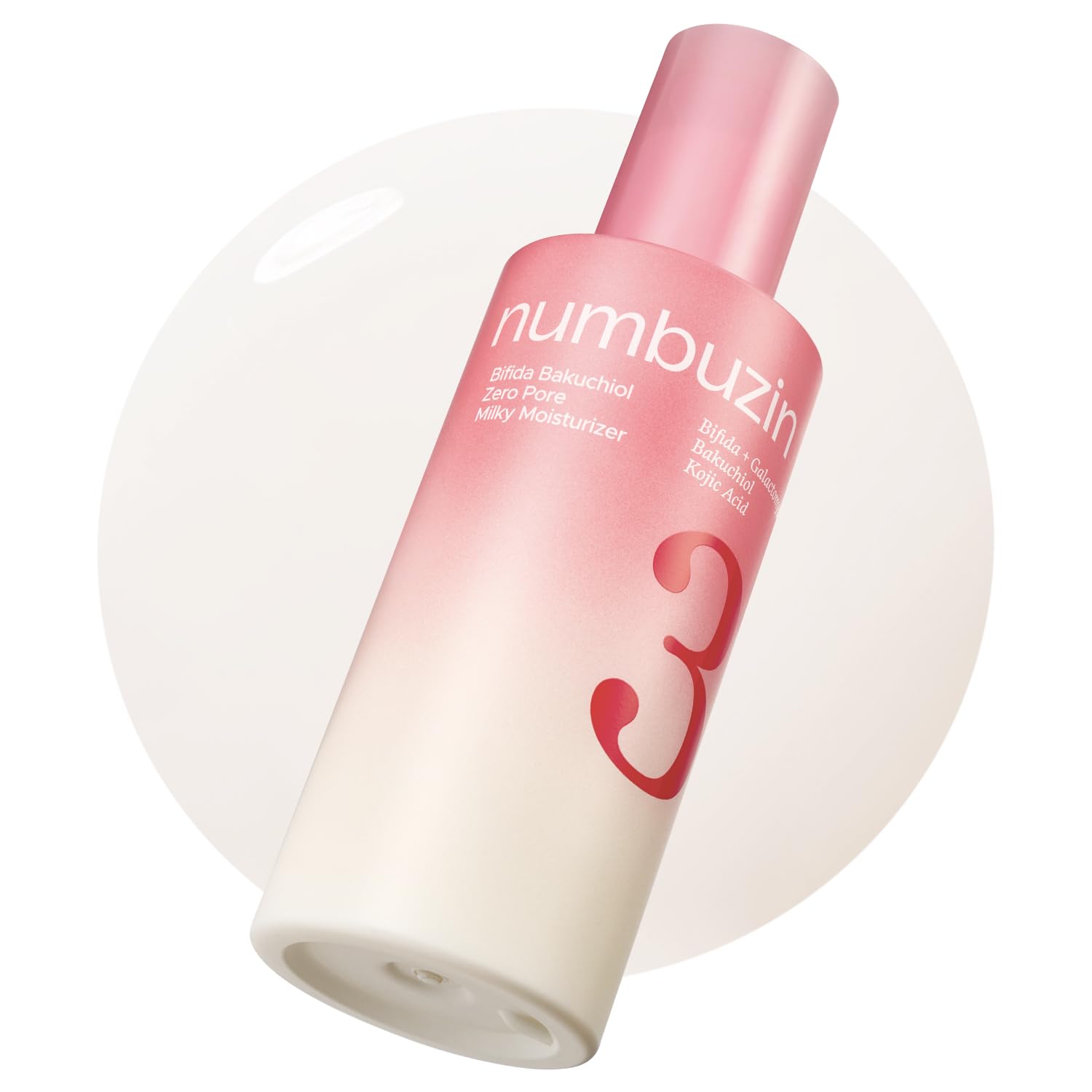 numbuzin No.3 Bifida Bakuchiol Zero Pore Milky Moisturizer  Pore Refining & Texture Smoothing, Tone Evening with Kojic Acid & B