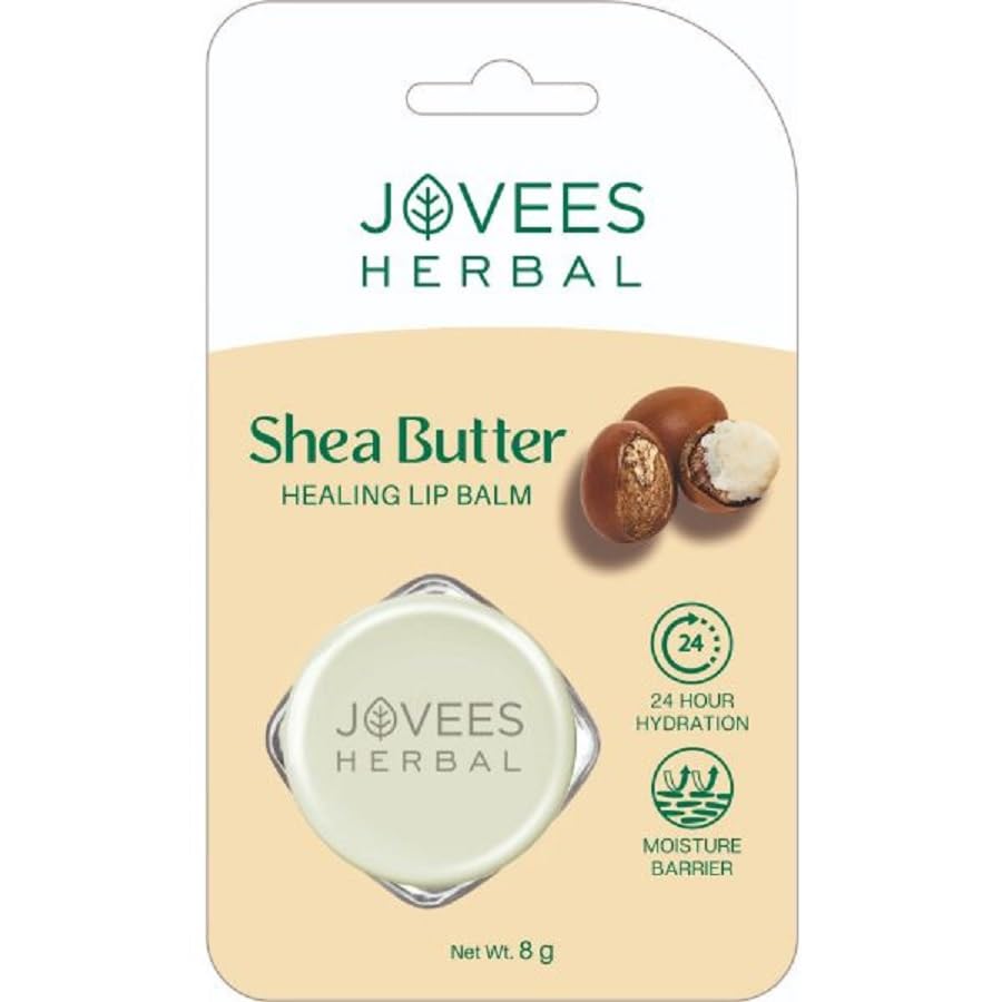 Jovees Herbal Shea Butter Healing Lip Balm | 24 Hour Hydration | Heals Dry And Flaky Lips | Gives Soft And Supple Lips 8G, Off W