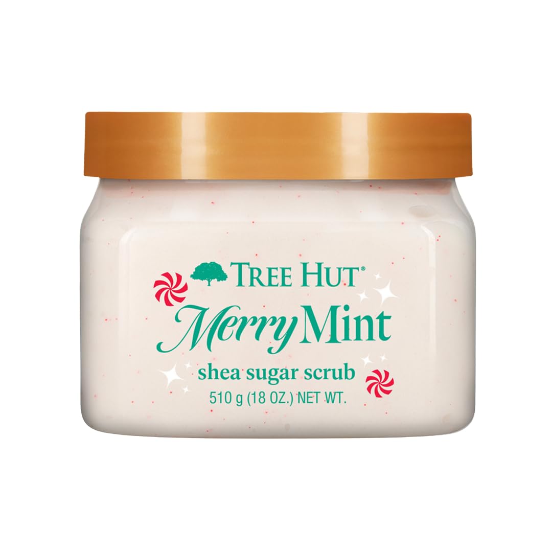 Tree Hut Merry Mint Shea Sugar Scrub, Exfoliating & Hydrating Body Scrub with Shea Butter & Essential Oils, Smooth Skin, For All