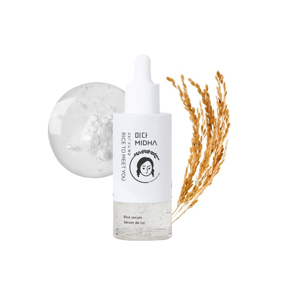 MIDHA Rice Serum 50ml for skin moisturizing, tightening and revitalizing, Day and Night use, Quick absorption, Vegan