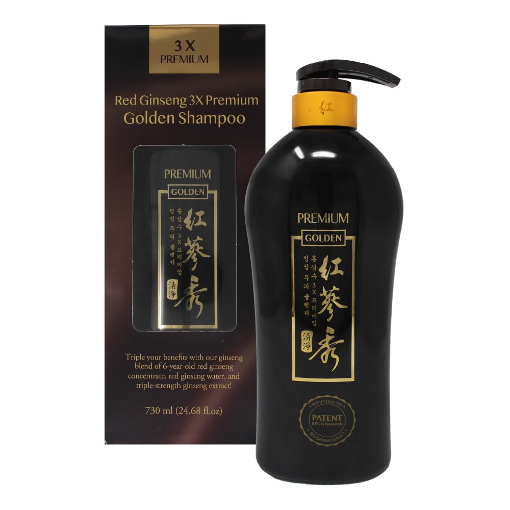 Red Ginseng 3X Premium Golden Shampoo 24.68 Fl.Oz (730Ml) With A 6-Year-Aged Korean Red Ginseng Revitalizes All Hair Types. It S
