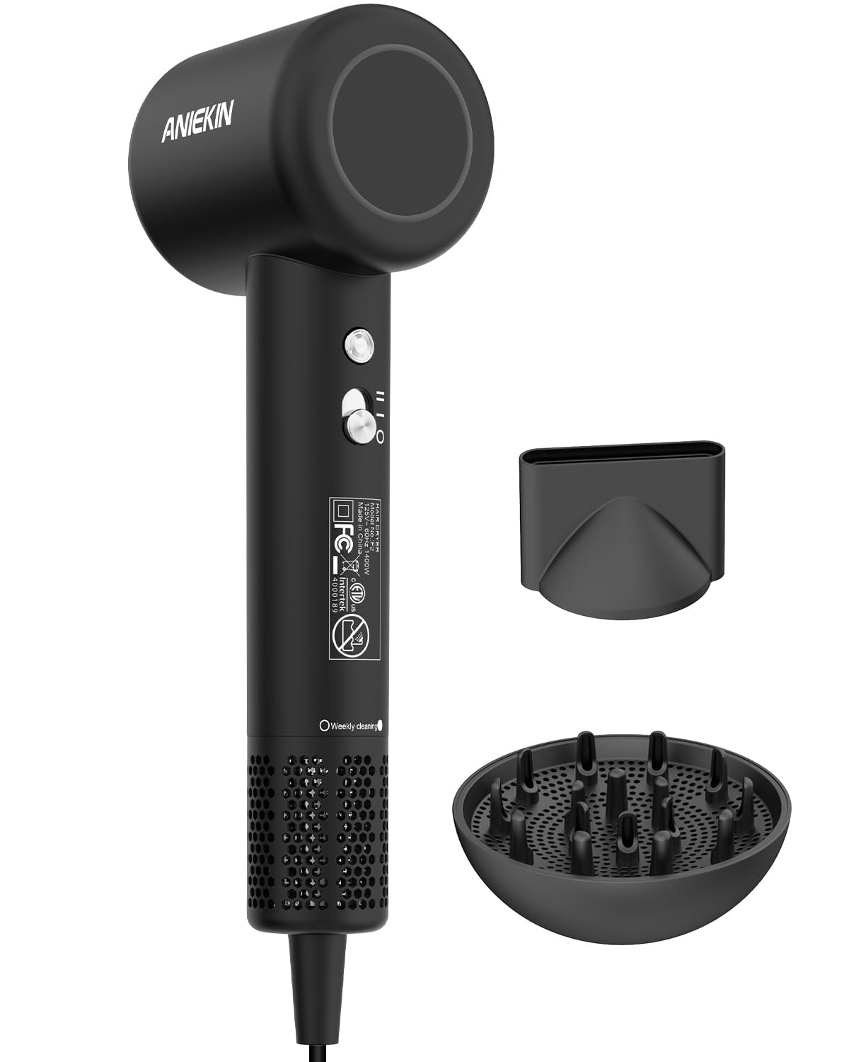 Aniekin Hair Dryer With Diffuser, 110, 000 Rpm Fast Drying Ionic Hair Dryer For All Hair Type, Thermo Control And Quiet Blow Dry