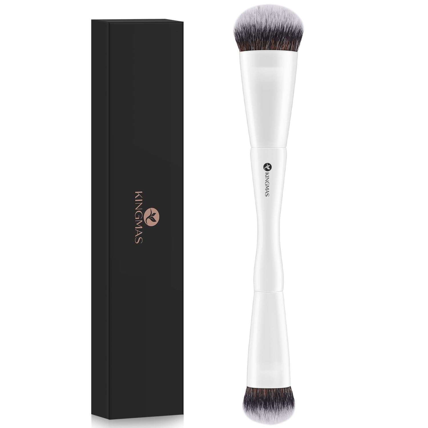 Kingmas Oval Concealer Brush, Double-Ended Kabuki Makeup Brush, Medium Concealer Brush And Small Contour Brush For Beauty Liquid