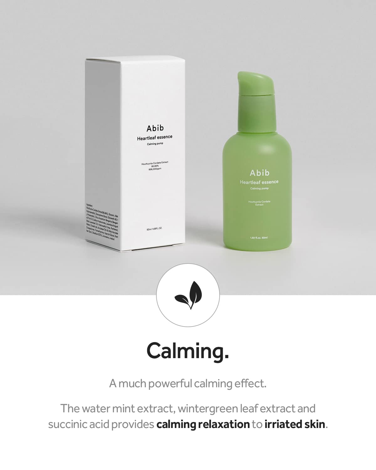 Abib Heartleaf Essence Calming Pump 1.69 Fl Oz / 50Ml I Essence For Face, Instant Relief For Redness