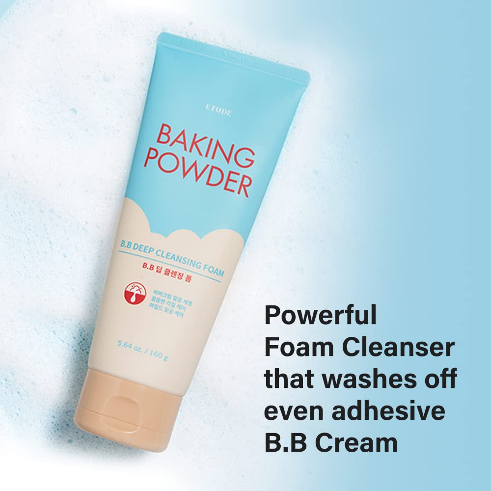 Etude Baking Powder B.B Deep Cleansing Foam, 5.4 Fl.Oz.(160Ml) (21Ad) | Perfect Cleansing And Peeling, Removes Pore Waste And De