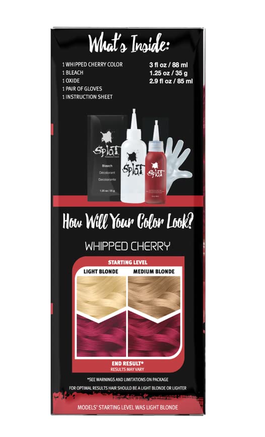 Splat Whipped Cherry Semi Permanent Hair Dye Kit With Bleach, 1 Application, Includes Red Hair Dye, Oxide & Bleach Powder, Vegan