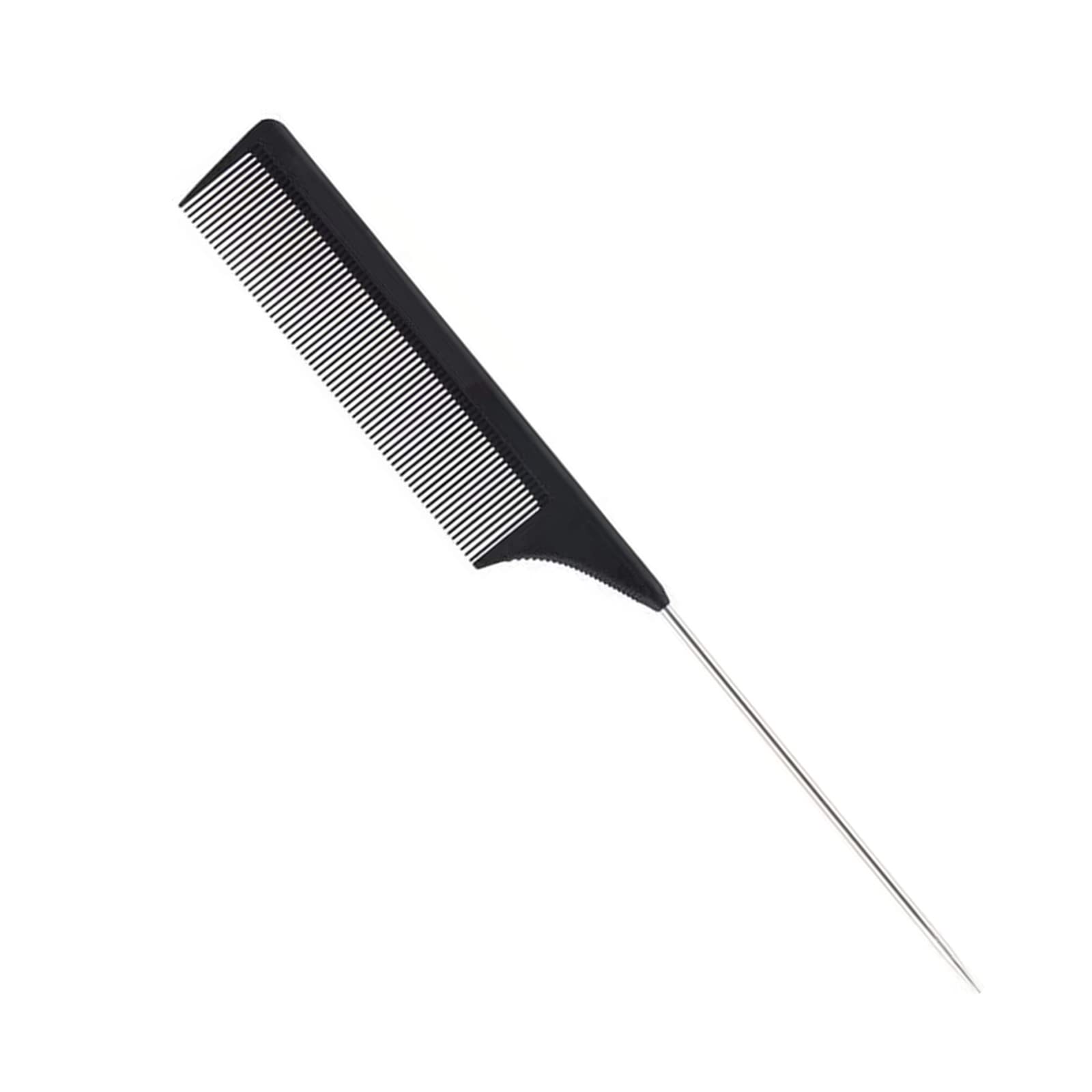 1 Pack Professional Carbon Steel Tail Combs Heat Resistant With Metal Pick, Anti Static Black Styling Tail Hair Comb Fine Teeth,