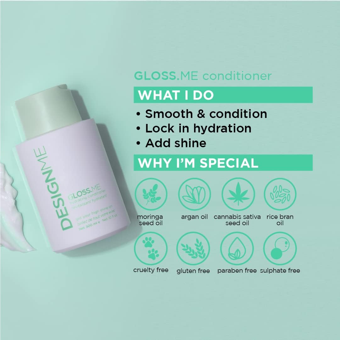 GLOSS.ME Hydrating Conditioner by DESIGNME | Moisturizing Conditioner with Hemp & Argan Oil for Dry, Damaged Hair | Adds Softnes