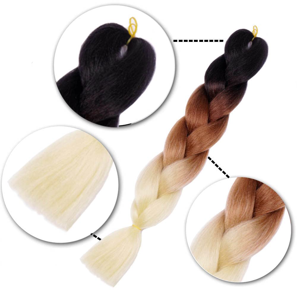 AIDUSA Ombre Braiding Hair Blonde Jumbo Braiding Hair Extensions 5pcs Synthetic Braiding Hair 24 Inch Ombre Brown Braiding Hair