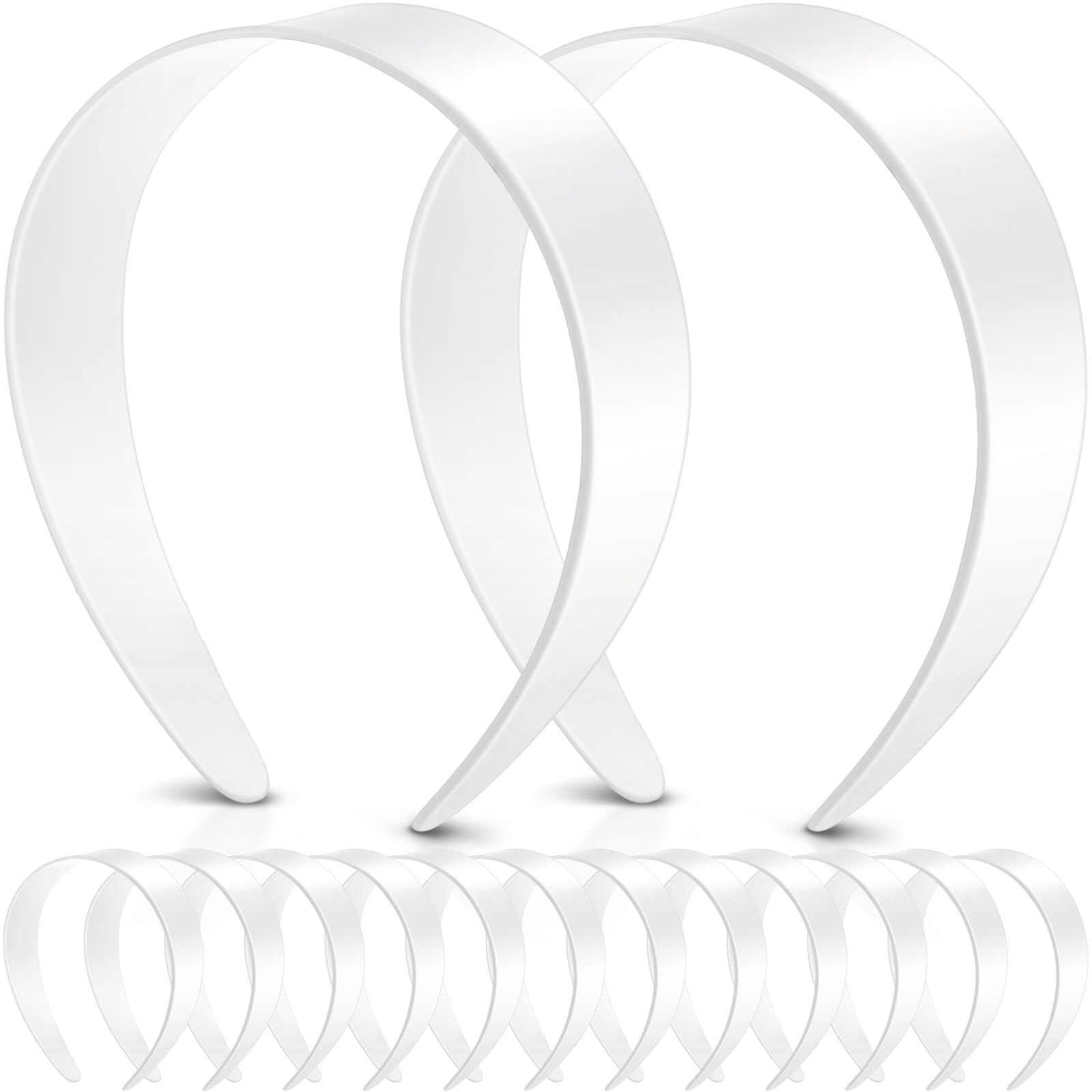 Chuangdi 12 Pieces Plastic Headbands Wide Hard Plain Craft Headband Plastic Hairband for DIY Hair Accessories Women (White,1.5 I