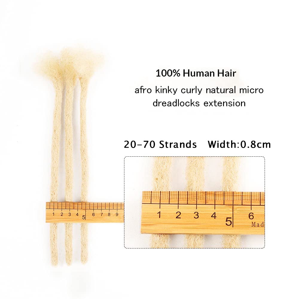 Teresa Medium 0.8Cm And Small 0.4Cm Width 8 Inch 40 Strands 100% Human Hair Dreadlock Extensions For Man/Women,Full Head Handmad