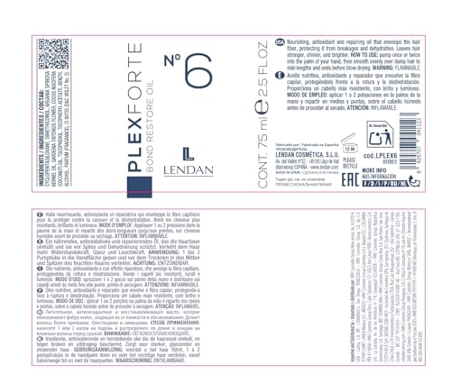 Lendan Hair Oil Plex Forte Nº6 - 75 ml - Repairs & Protects All Hair Types - Anti-Frizz, Adds Shine, Lightweight Texture