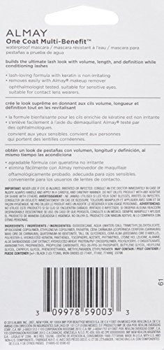 Almay Waterproof Mascara, Multi-Benefit Eye Makeup, Ophthalmologist Tested, Fragrance-Free, Hypoallergenic, Black, 0.24 Oz