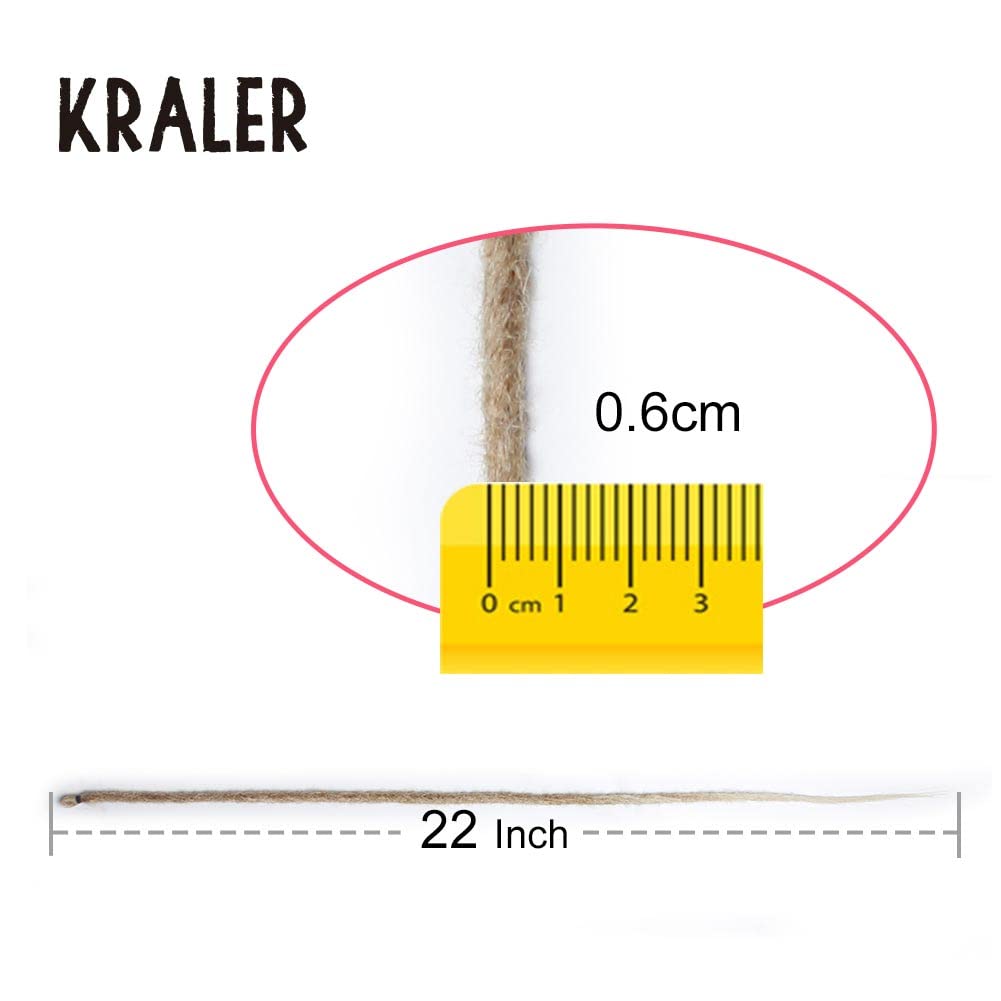 Kraler Dreadlock Extensions, 22 '' Brown to Blonde Synthetic Crochet Dreads Extensions 100% Handmade Single Ended Dreads Thin 0.