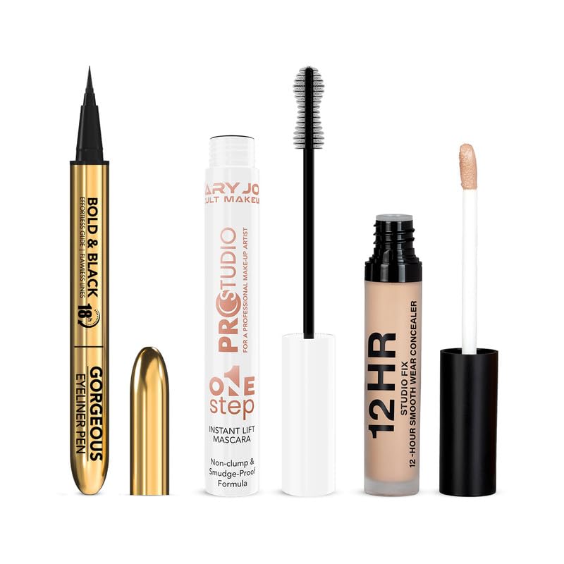 Mary Jo K Everyday Eye Combo With Eyeliner, Mascara & Concealer  Complete Daily Eye Makeup Kit For Bright & Defined Look